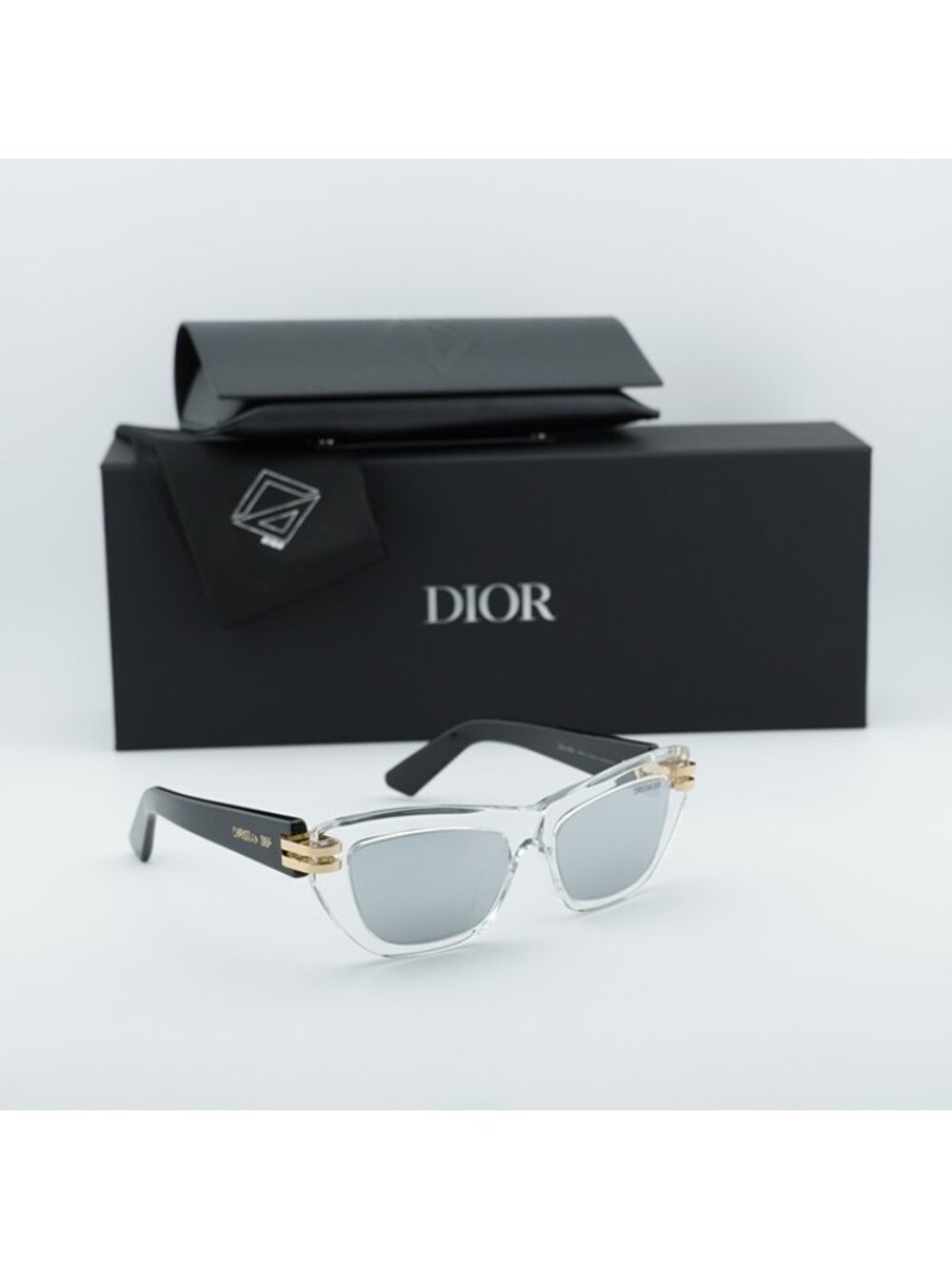 Dior CDIOR B2U 89A4 Women Sunglasses Transparent Cat Eye Frame, Silver Lenses - Picture 11 of 12